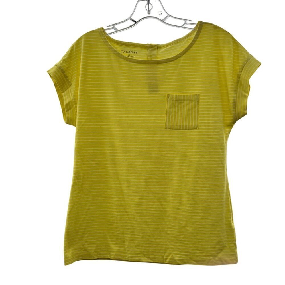 Talbots Women's Striped Short Sleeve Tee Yellow/White Size XS
